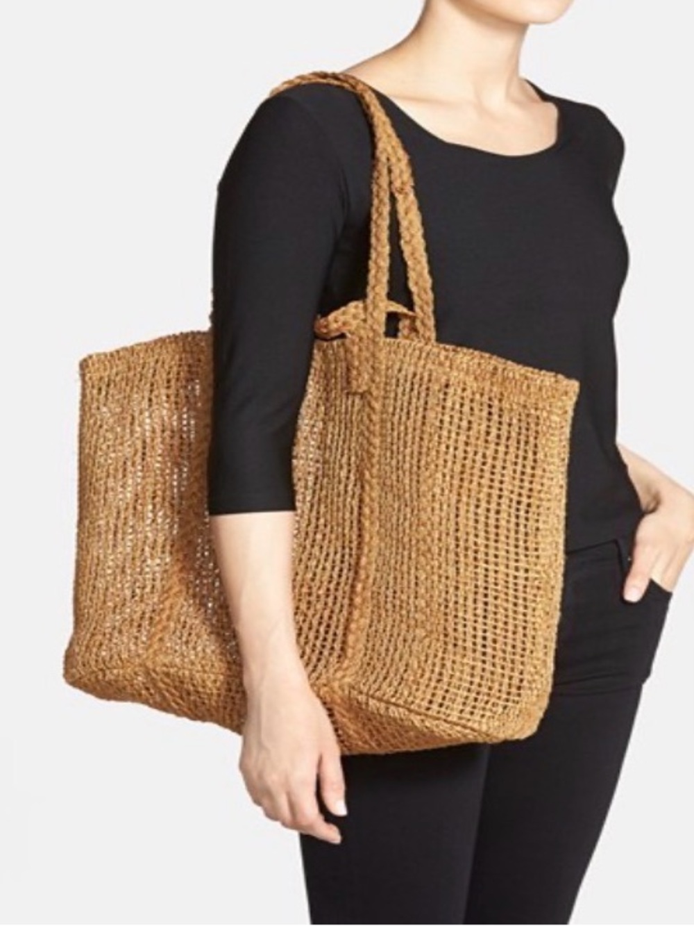 Madewell straw beach Tote Bag tan large